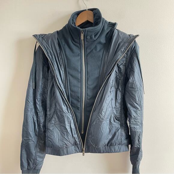 Lululemon | Women’s Scuba Hoodie Glyde Puffer Jacket Nocturnal Teal Lined Fleece - Picture 9 of 13